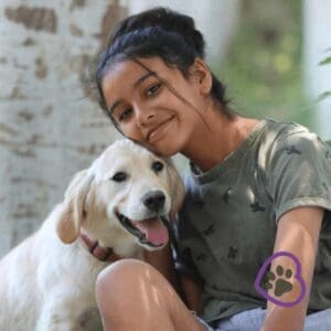 Girl with mini Golden Retriver